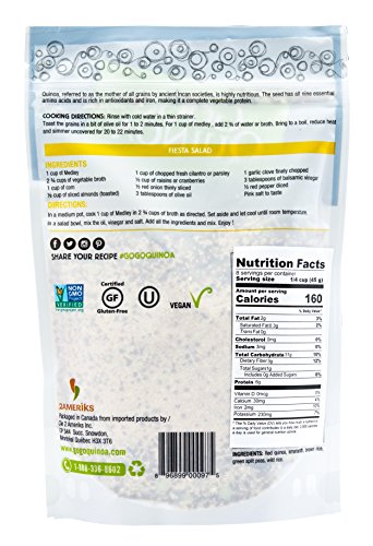 GoGo Quinoa Gluten Free Five Grain Medley, Made with Red Quinoa, Amaranth, Brown Rice, Green Split Peas and Wild Rice, Gluten-Free, Non-GMO and kosher Certified, Vegan 0.83 Lbs