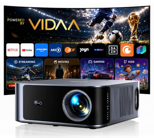 Projector 4K [Fastest VIDAA OS] Compatible with Netflix, Dolby Audio & HDR10, 2200ANSI Smart Projector Home Cinema Autofocus Trapezoidal Correction, Outdoor Projector with App Voice Control, WLAN