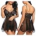 Avidlove Women Babydoll Set Mesh Lingerie Strap Chemise Lace Sleepwear Outfits Black XXL