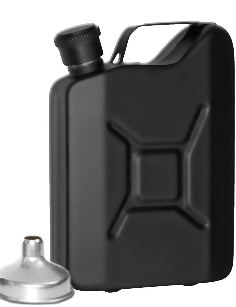 Outdoor Saxx® - Stainless Steel Hip Flask Sprit Petrol Can Look Pocket Bottle Drinking Bottle for Whiskey Schnapps in Gift Box 150 ml Black