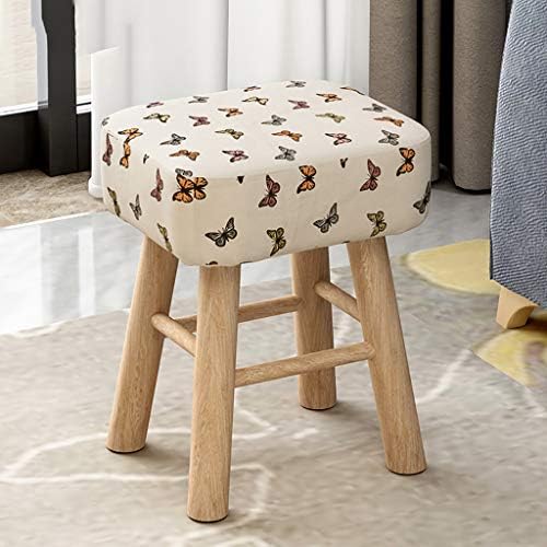 YHDD Small bench solid wood small chair sofa stool stool low stool square stool multifunctional seat home stool (PATTERN : Butterfly)