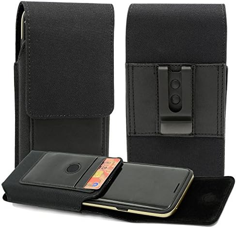iPhone X Holster Case, Galaxy S9 Holster Case, Dlames Nylon Pouch Galaxy S8 Holster Belt Clip Case for Apple iPhone X / Samsung Galaxy S8 S9 - Built In Card Slot Wallet Case - Black