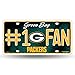 Rico Industries NFL Football Green Bay Packers #1 Fan Metal Auto Tag