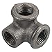 Gimiton 4 Pack 3 Way Pipe Fitting Malleable Iron DN15 1/2 Black Malleable Cast Iron Pipe Tee Fitting Industrial Steel Side Outlet Elbow 3-Way Fitting (DN15 1/2)
