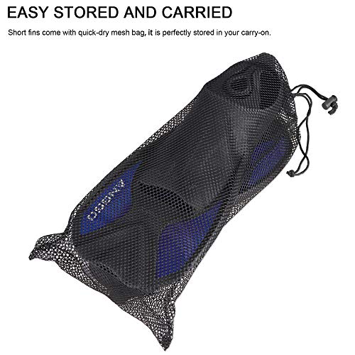 ANGGO Short Dive Fins for Swimming Snorkeling and Diving (Blue, X-Large)