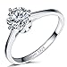iSilver Classical 1ct 925 Sterling Silver Solitaire Ring Engagement Wedding