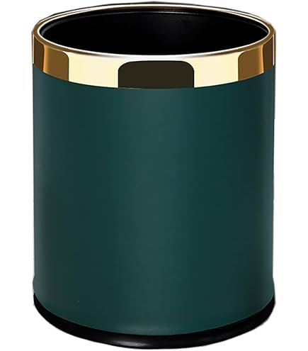 Amazon.com: Luxury Metal Waste Bin 10L, Double Layer Trash Can PU