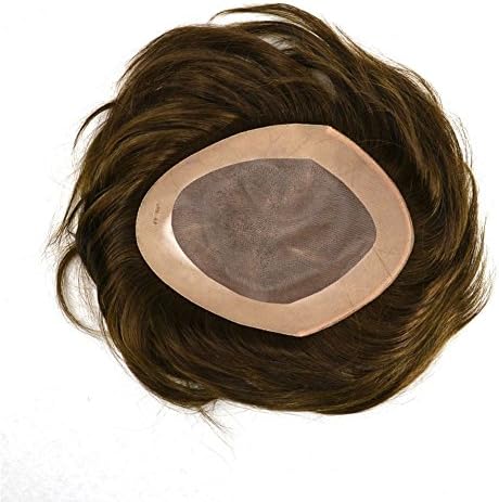 Melon Hair Full Pu Toupee 8x10 inch Men's Hair 100% Human Hair 6inch Natural Straight Color #2