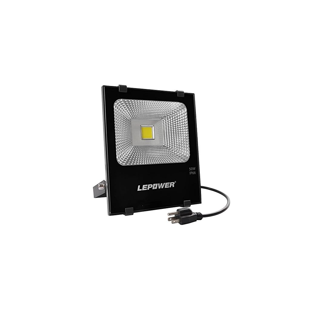 LEPOWER 50W LED Flood Light Outdoor, Work Light Plug in, 250W Halogen