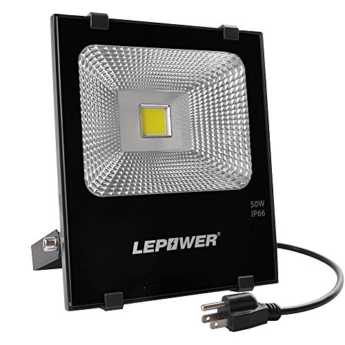 LEPOWER 50W LED Flood Light Outdoor, Work Light Plug In, 250W Halogen