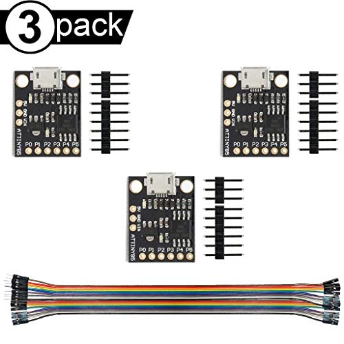 DAOKI 3Pcs Digispark ATTINY85 Board kickstarter Micro USB Development Board Module for Arduino with Dupont Cable Black - Thumbnail 3