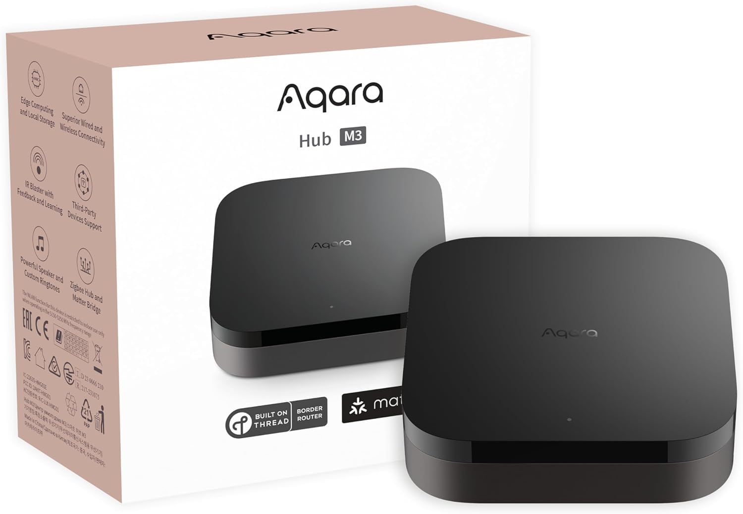 Aqara Hub M3 für Hausautomatisierung, Matter Controller, Thread Border Router, Zigbee, Bluetooth, Wi-Fi, PoE, IR, Unterstützt Apple HomeKit, Home Assistant, Alexa, Google Assistant, SmartThings, IFTTT
