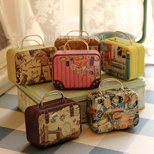 Set of 6 pcs vintage lugguage mini tin iron box,tea tin,Iron Coin Storage Square Box Case