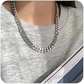 FEEL STYLE Chunky Cuban Link Chain for Men Women - Stainless Steel Gold Necklace for Women Men - Gold Silver Plated Choker Thick Trendy Punk Hip Hop Chain Jewelry 8mm/12mm/16mm