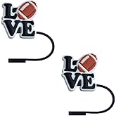 STRACOUPI Football Love Silicone Straw Covers for Stanley Cup, Reusable, Cute Straw Toppers Accessories for Tumblers, 2PCS Decorative & Personalized Straw Cover Cap (s1)