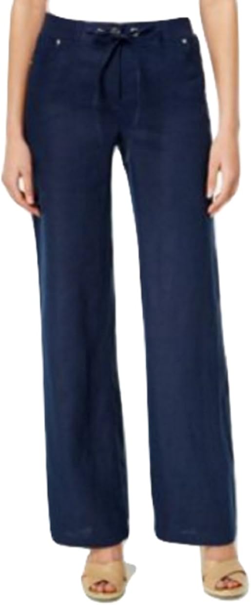 Jm Collection Petite Linen Drawstring Pants 10P at Amazon Women’s