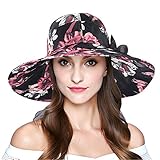 Women's Foldable Wide Brim Sun Hat Summer Outdoor Floppy Beach Cap Black
