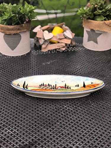 CERAMICHE D'ARTE PARRINI - Italian Ceramic Art Pottery Serving Bowl Centerpieces Tray Plate Hand Painted Decorative Poppies Landscape Tuscan Made in ITALY - Thumbnail 3