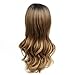 HANNE Ombre Brown Body Wave Synthetic Wigs For Black and White Women High Density Heat Resistant Glueless None Lace Wavy Full Wigs(3 Tone Ombre)