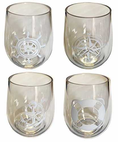 SET-OF-4-Stemless-Boat-Wine-Glasses-Nautical-Themed-Tritan-16oz-Pool-Wine-Glasses-Shatter-Proof-Drinking-Glasses-for-Wine-or-Cocktails
