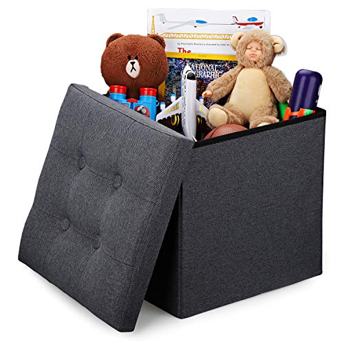 Vigamimn 15" Cube Ottoman Stool Folding Storage Ottoman Foot Rest Stool