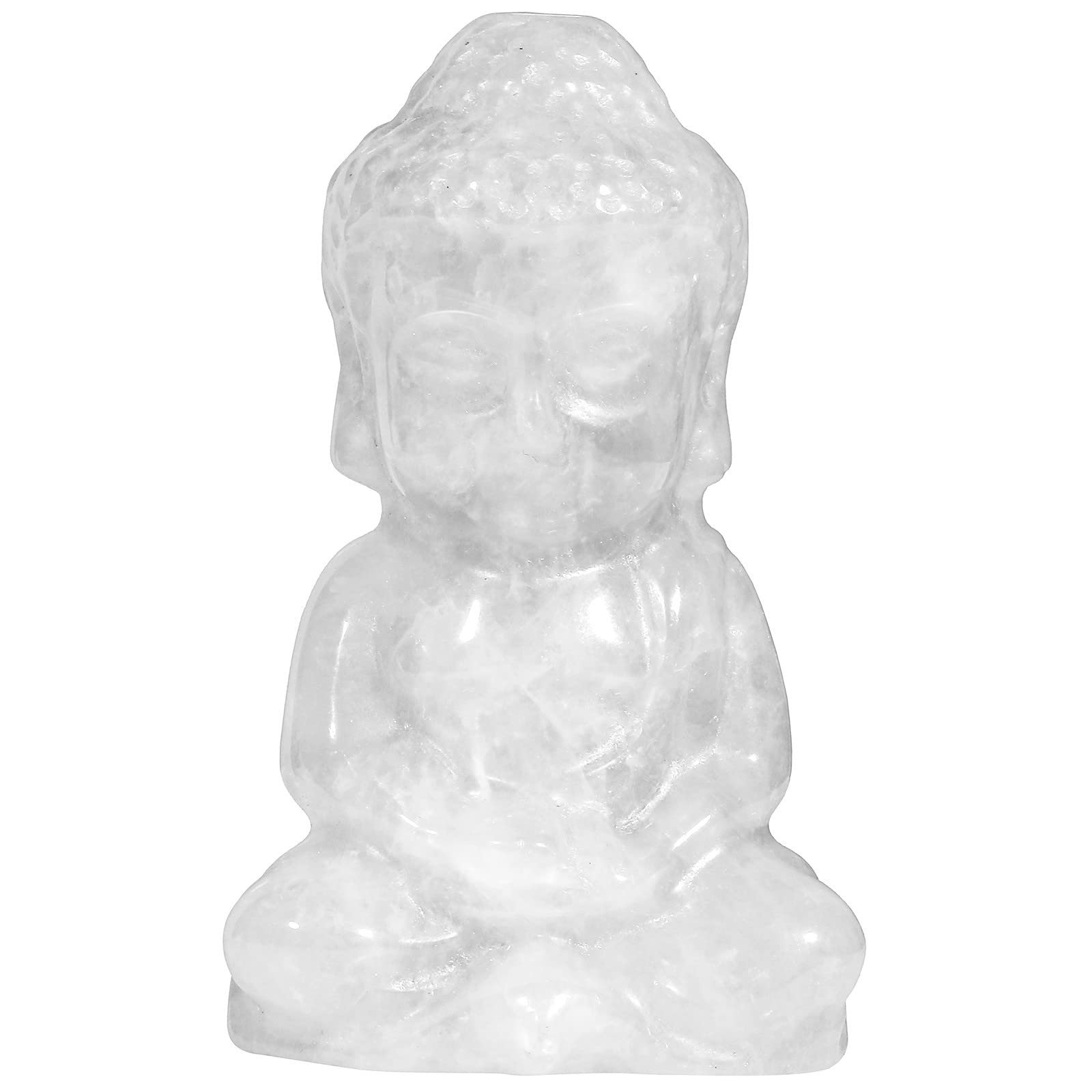 Nupuyai Rock Crystal Stone Lucky Baby Buddha Statue Ornament, Spiritual Healing Carved Stone Figurine Good Luck Home Office Decor
