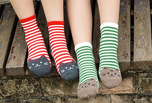 Women\'s No Show Socks Cotton Casual Invisible Socks Non Slip Flat Boat Shoe Liners (US Shoes Size:5-10, Cat Mix- 5 Pairs)