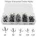 Fishing Treble Hooks Assortment, Sharp Brabed Triple Fishing Hooks Set High Carbon Steel Round Bend for Trout Catfish Lures Freshwater Saltwater, Assorted Size 4 6 8 10 12, 150pcs, Black