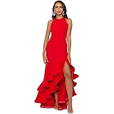 Betsy & Adam Womens Long Sleeveless Stretch Scuba Crepe Ruffle DressSpecial Occasion Dress