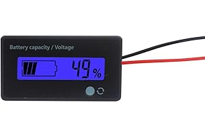 LOVEDEAL 12V 24V 36V 48V Battery Meter, Battery Capacity Voltage Indicator, Lead-Acid&Lithium ion Battery Charge Discharge Monitor, for Motorcycle Car Truck Vehicle Marine Boat Golf Cart Club Car - Blue