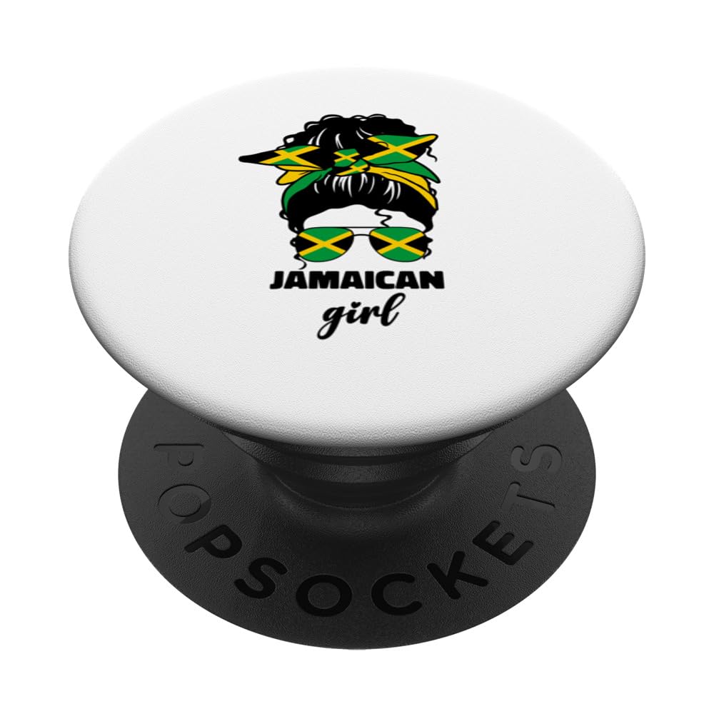 Jamaica Girl Jamaican Black Afro Women Jamaica Flag Roots PopSockets Swappable PopGrip