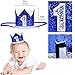 Leedemore Baby 1st Birthday Boy Decorations Crown - Baby Boy First Birthday Decorations High Chair Banner ONE Burlap Banner, No.1 Crown, Glitter Cake Topper Birthday Party Decorations Supplies