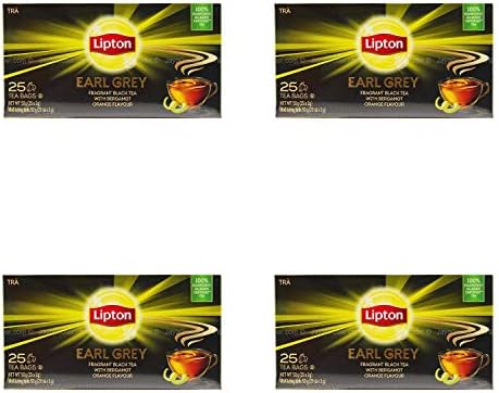 4 Pack Lipton Earl Grey Fragnant Black Tea with Bergamot Orange Flavour (4 x 25 Sachets)