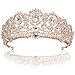 Exacoo Rose Gold Tiara for Women Queen Crown Rhinestone Headband Crystal Bride Crowns and Tiaras Hair Accessories for Prom Party Pageant Princess Wedding