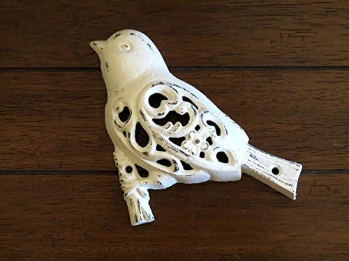 Bird on Branch Wall Hanging / Cast Iron Wall Decor / Shabby Cottage Chic Vintage Home / Antique White or Pick Color / Girl's Room Decor