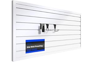 FIVAZ 4'x8' PVC Slat Wall Paneling, High Load Capacity Slatwall Panel, Cuttable & Moisture-Proof & Flame Retardant, Heavy Duty White Garage Slatwall Panes Storage Systems for Garage Workshop Storage