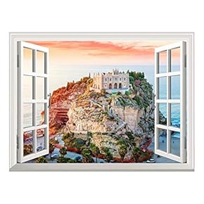 Removable Wall Sticker/Wall Mural - Beautiful Island View Out of The Open Window Creative Wall Decor - 24"x32"