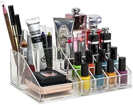 Realshopee Cosmetic Organizer 16 Compartment Cosmetic Makeup Jewellery Acrylic Lipstick Storage Organiser Box