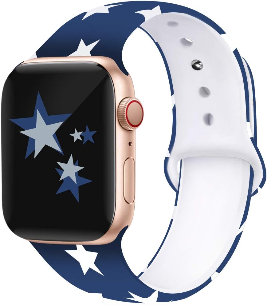Kaome Floral Bands Compatible with App le Watch Band 38mm 40mm 42mm 44mm, Soft Silicone Fadeless Pattern Printed Replacement Strap Bands for Women, Compatible with iWatch Series 5/4/3/2/1, S/M M/L