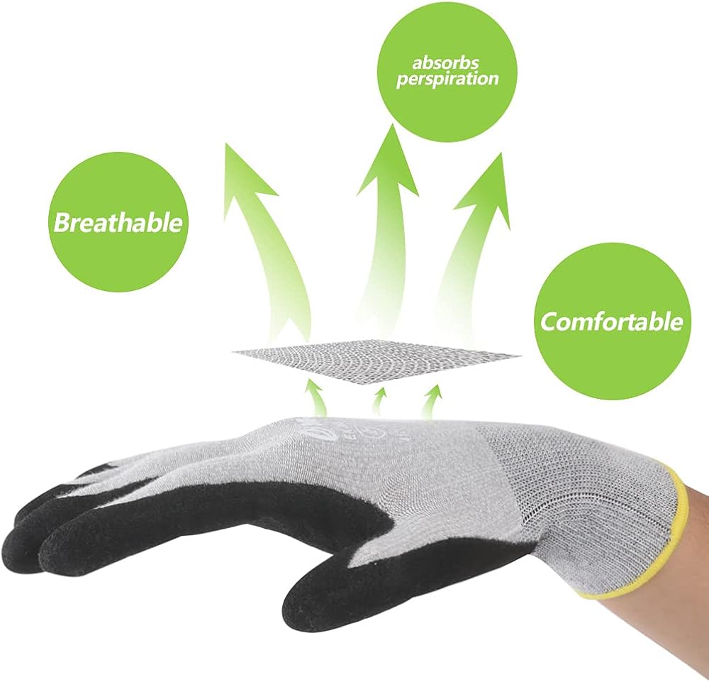 Emerit 2 Packs Bamboo Garden Gloves for Women, Nitrile Coated Working Glove for Gardening, Fishing, Clamming: Clothing