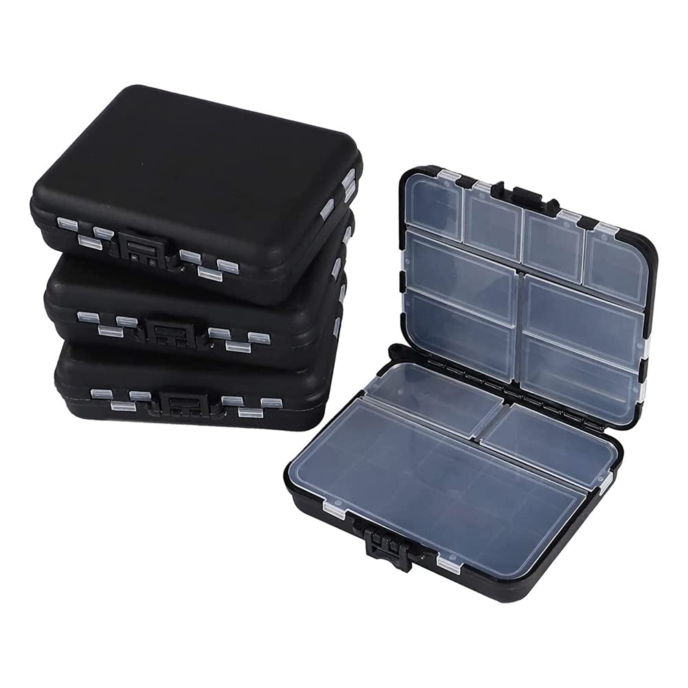 Hopbucan 4 Pack Mini Tackle Boxes Plastic Fishing Organizer Tackle Storage Containers Kayak Fly Boxes