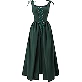 Women's Peasant Overdress with Adjustable Laces & Pockets, Renaissance Corset Dress for Halloween, Medieval Festival