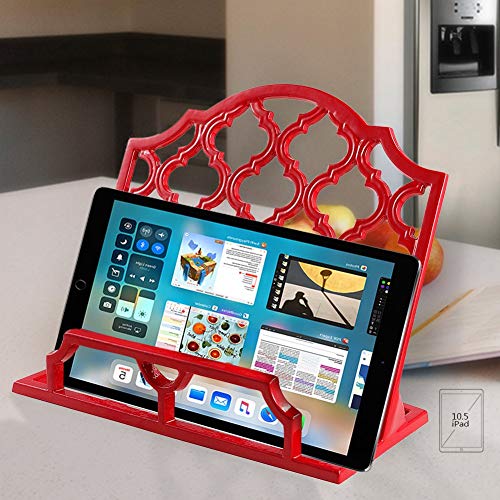 JOGREFUL Vintage Cast Iron Cookbook Stand Red Metal Cookbook Holders