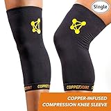 CopperJoint – Compression Knee Sleeve Copper-Infused, Promotes Increased Blood Flow to The Knee While Supporting Tendons & Ligaments for All Lifestyles, Single Sleeve