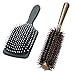 Boar Bristle Round and Massage Paddle Hair Brush Set,Preventing Breakage,Damage Split Ends,Detangler Brushes for Wet or Dry Hair,Fairyland Best Styling Curling Tool for Men,Women