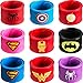Superhero Slap Bracelet - Superhero Bracelet - Kids Party Supplies - Party Favors for Kids - Boys Birthday Party Supplies - 9 Pack Wristband Accessories