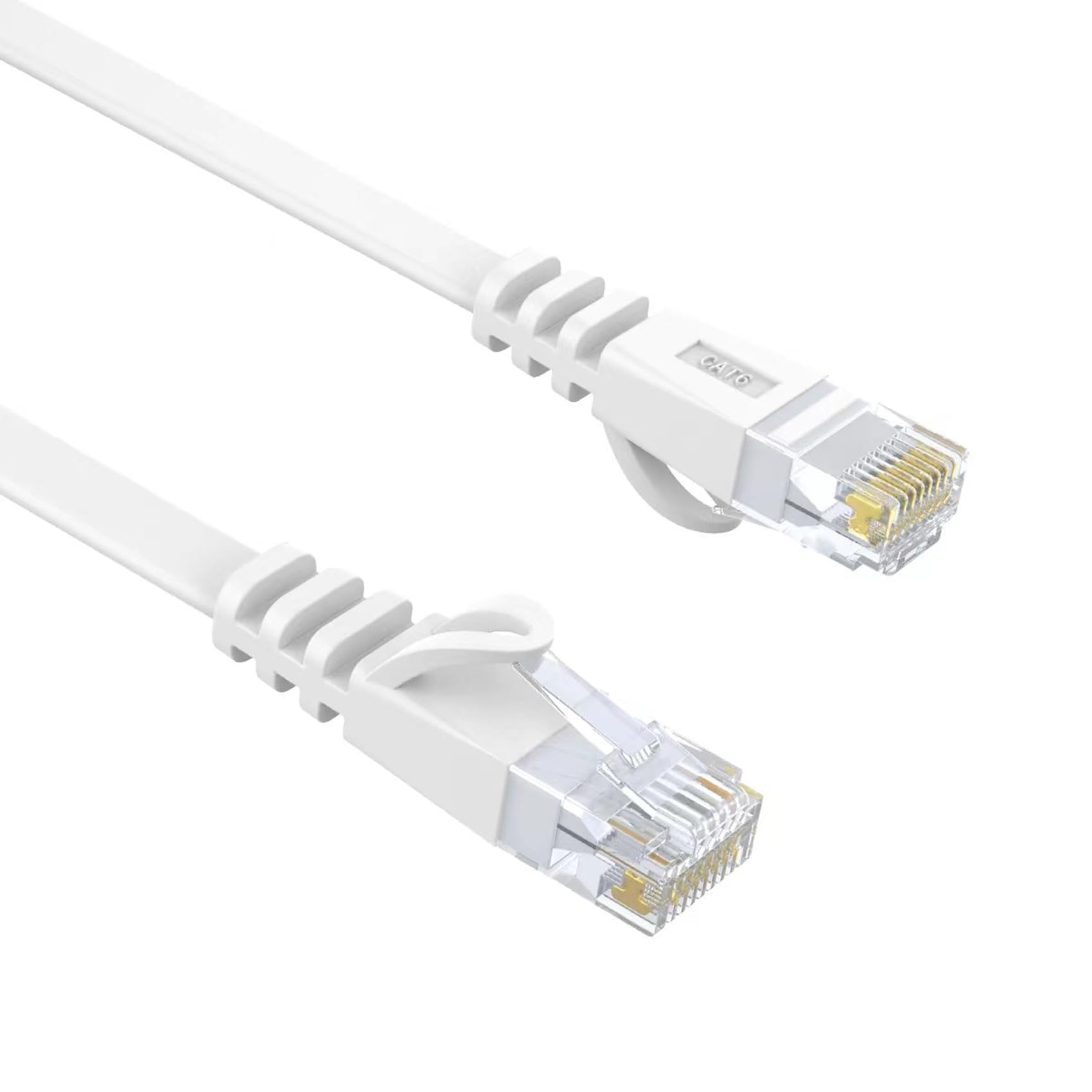 Larrok Ethernet Cable 10M Cat6 Flat Lan Network Cable RJ45 Snagless Patch Internet Gigabit White Cord 250MHz Computer Cable High Speed 30ft