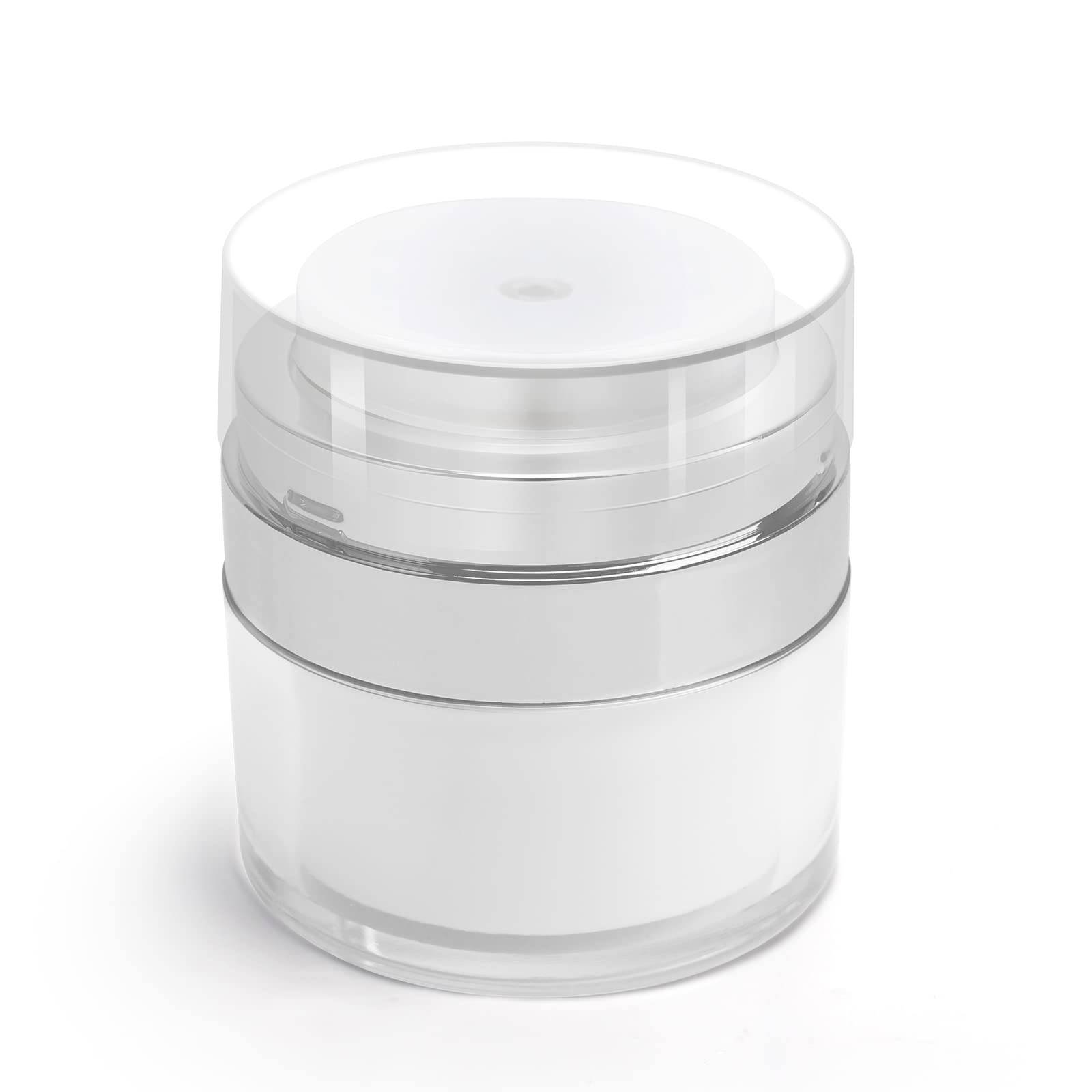 HOTUT Cream Jar Vacuum Bottle, 15ml Airless Pump Bottle, Refillable Travel Cosmetic Container, Moisturiser Dispenser