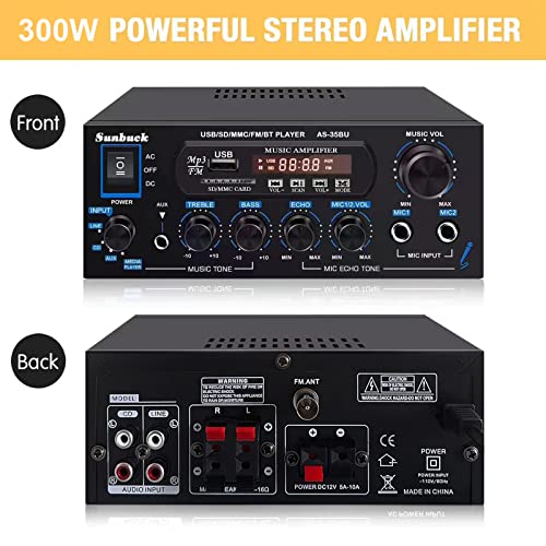 Sunbuck Home Audio Amplifier, Stereo Receivers with Bluetooth 5.0, Max