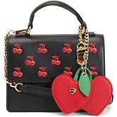 Betsey Johnson Crossbody Bag with Attached Charm, Dual Compartment, Adjustable Strap, 8x6 Inch